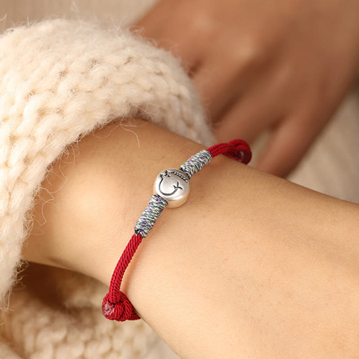 Pulsera trenzada de la suerte con Buddha Stones en plata de ley 999, año del caballo, del zodiaco chino - image 7