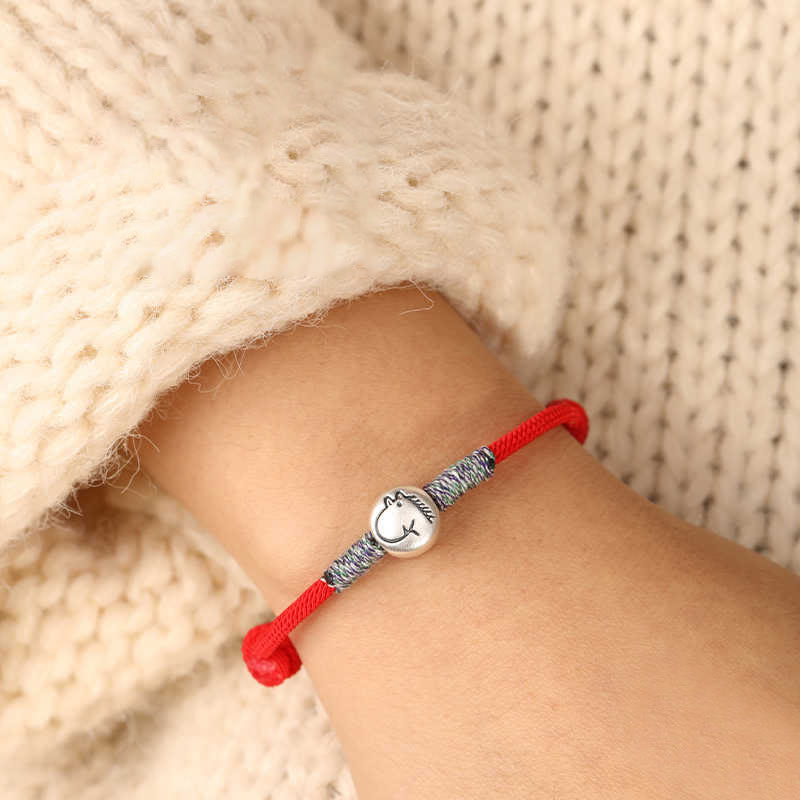 Pulsera trenzada de la suerte con Buddha Stones en plata de ley 999, año del caballo, del zodiaco chino - image 36