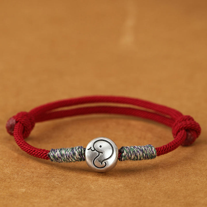 Pulsera trenzada de la suerte con Buddha Stones en plata de ley 999, año del caballo, del zodiaco chino - Cuerda de serpiente roja oscura - 19-23 cm - image 23