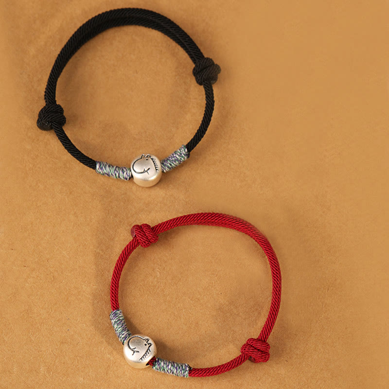 Pulsera trenzada de la suerte con Buddha Stones en plata de ley 999, año del caballo, del zodiaco chino - image 57