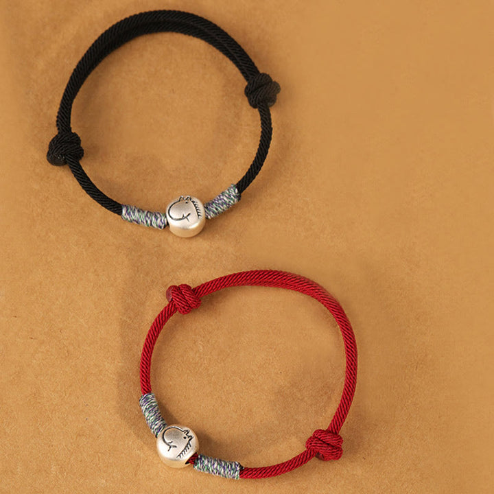 Pulsera trenzada de la suerte con Buddha Stones en plata de ley 999, año del caballo, del zodiaco chino - image 57