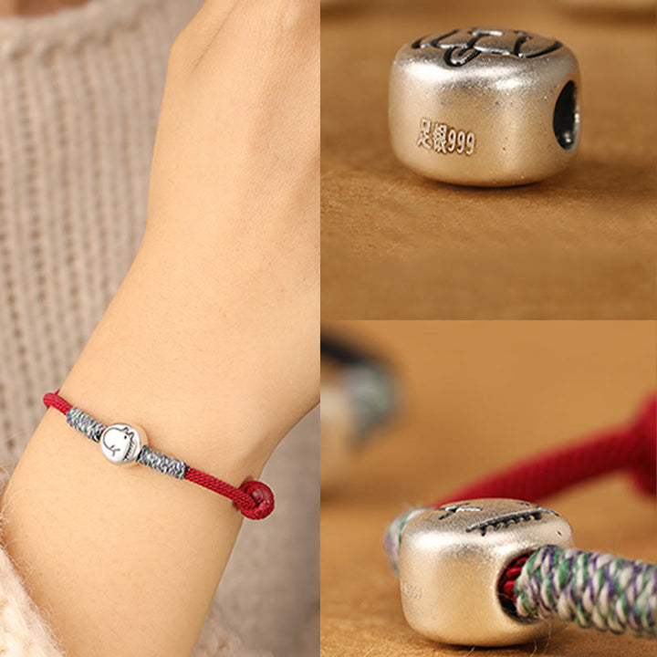 Pulsera trenzada de la suerte con Buddha Stones en plata de ley 999, año del caballo, del zodiaco chino - image 11