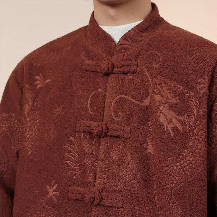 Conjunto de 2 piezas de traje Tang para hombre, de algodón, con botones de rana y dragón, de Buddha Stones , para otoño e invierno, con chaqueta y pantalones de manga larga. - image 18