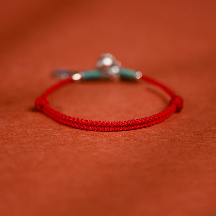 Pulsera tobillera trenzada con dijes de paz y alegría de plata de ley 925 con Buddha Stones y año del caballo. - image 3