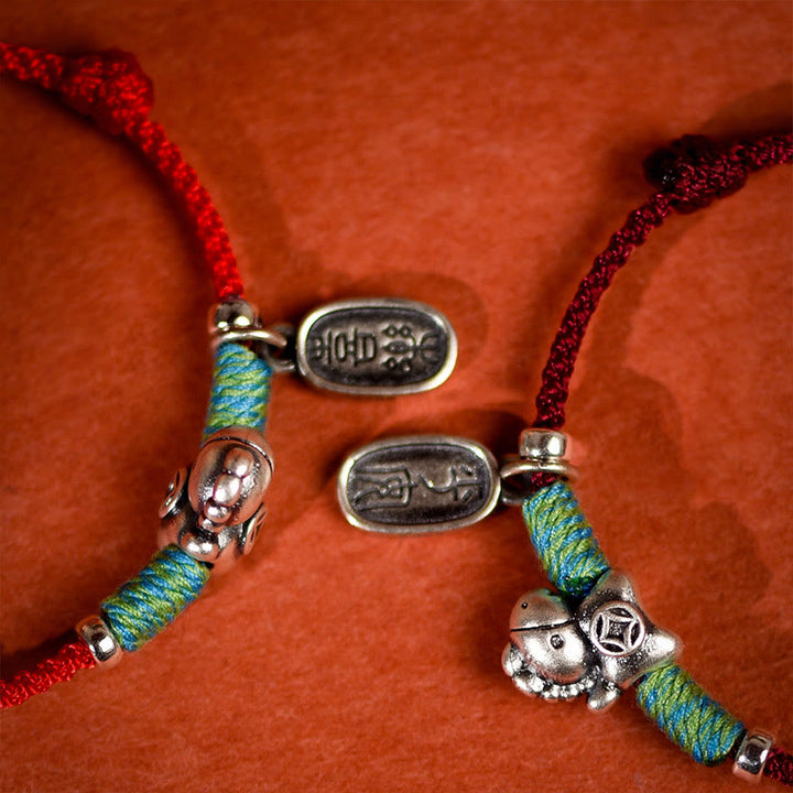 Pulsera tobillera trenzada con dijes de paz y alegría de plata de ley 925 con Buddha Stones y año del caballo. - image 19