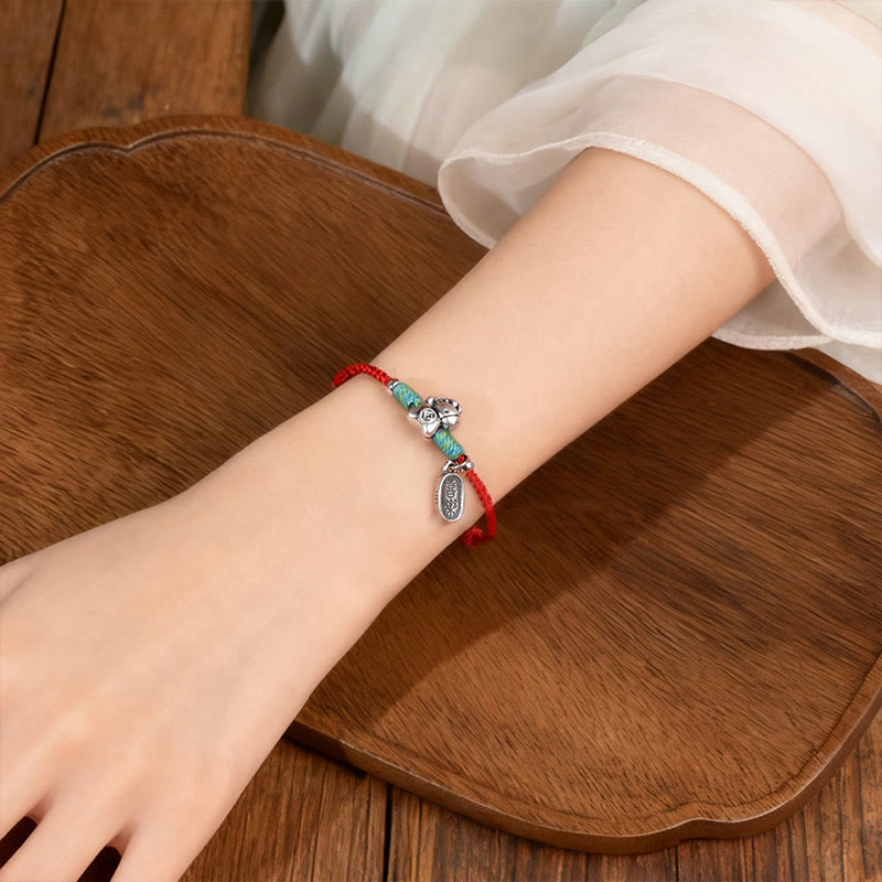 Pulsera tobillera trenzada con dijes de paz y alegría de plata de ley 925 con Buddha Stones y año del caballo. - image 9