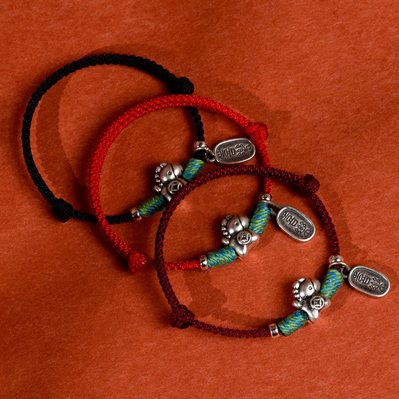 Pulsera tobillera trenzada con dijes de paz y alegría de plata de ley 925 con Buddha Stones y año del caballo. - image 17