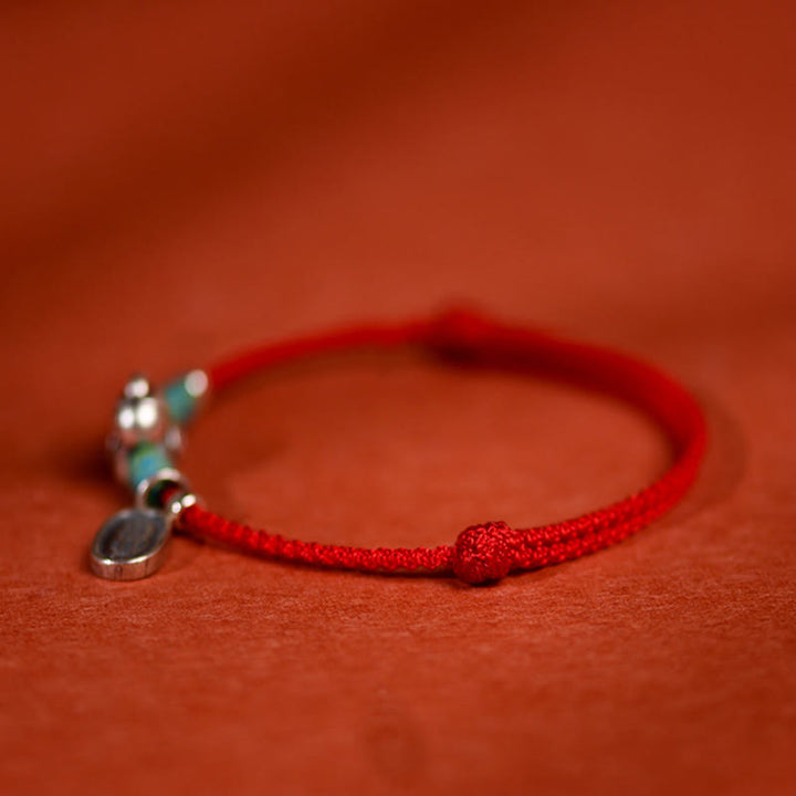 Pulsera tobillera trenzada con dijes de paz y alegría de plata de ley 925 con Buddha Stones y año del caballo. - image 1