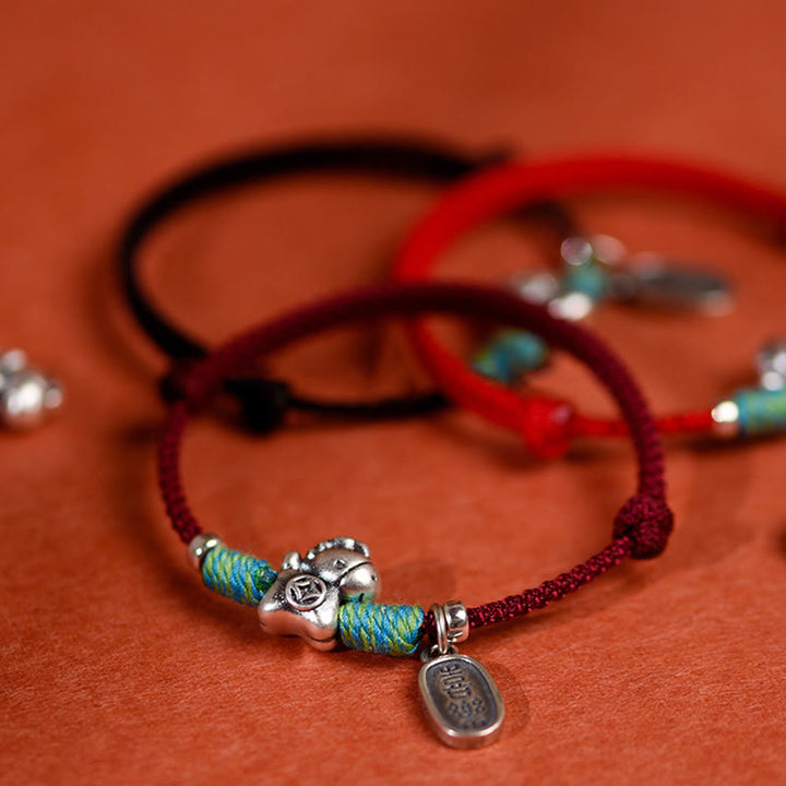 Pulsera tobillera trenzada con dijes de paz y alegría de plata de ley 925 con Buddha Stones y año del caballo. - image 18