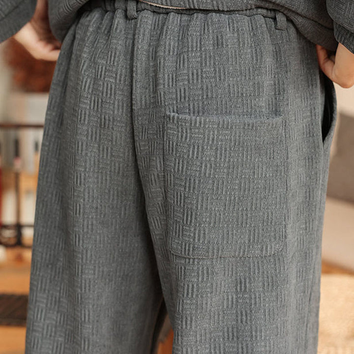 Conjunto de 2 piezas de traje Tang de invierno para hombre, de Buddha Stones , de algodón con botones de rana, chaqueta de manga larga y pantalones con bolsillos. - image 15