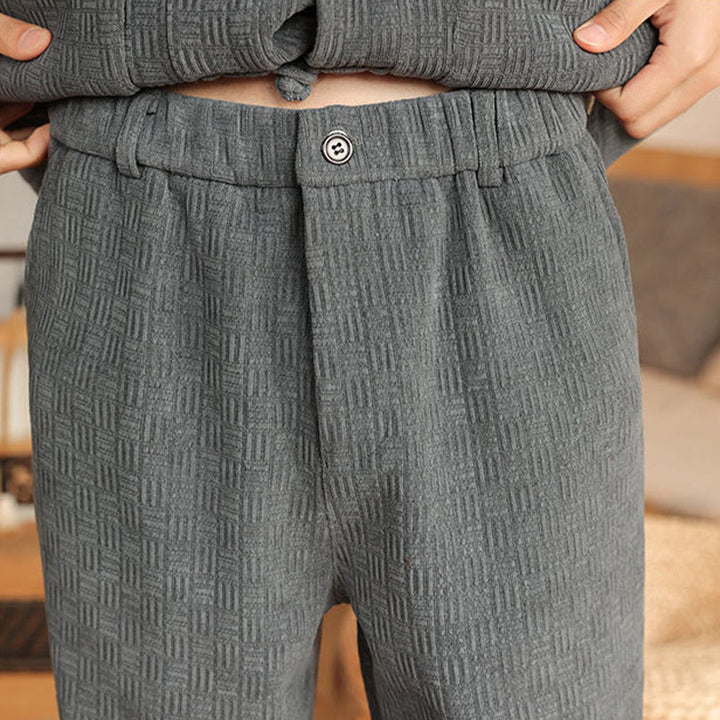 Conjunto de 2 piezas de traje Tang de invierno para hombre, de Buddha Stones , de algodón con botones de rana, chaqueta de manga larga y pantalones con bolsillos. - image 13