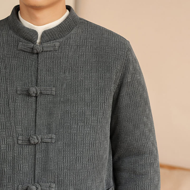 Conjunto de 2 piezas de traje Tang de invierno para hombre, de Buddha Stones , de algodón con botones de rana, chaqueta de manga larga y pantalones con bolsillos. - image 10