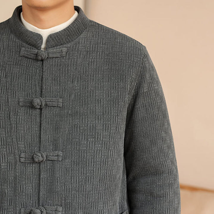 Conjunto de 2 piezas de traje Tang de invierno para hombre, de Buddha Stones , de algodón con botones de rana, chaqueta de manga larga y pantalones con bolsillos. - image 10