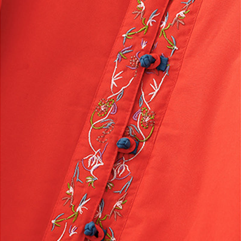 Chaqueta térmica de manga larga para mujer con bordado de flores de invierno y botones de rana de Buddha Stones - image 19