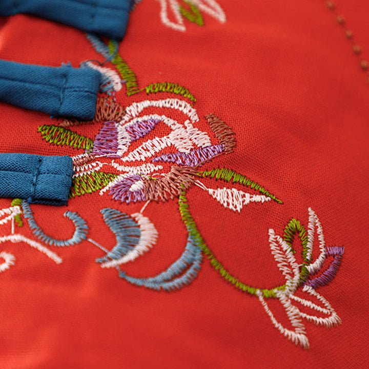 Chaqueta térmica de manga larga para mujer con bordado de flores de invierno y botones de rana de Buddha Stones - image 21