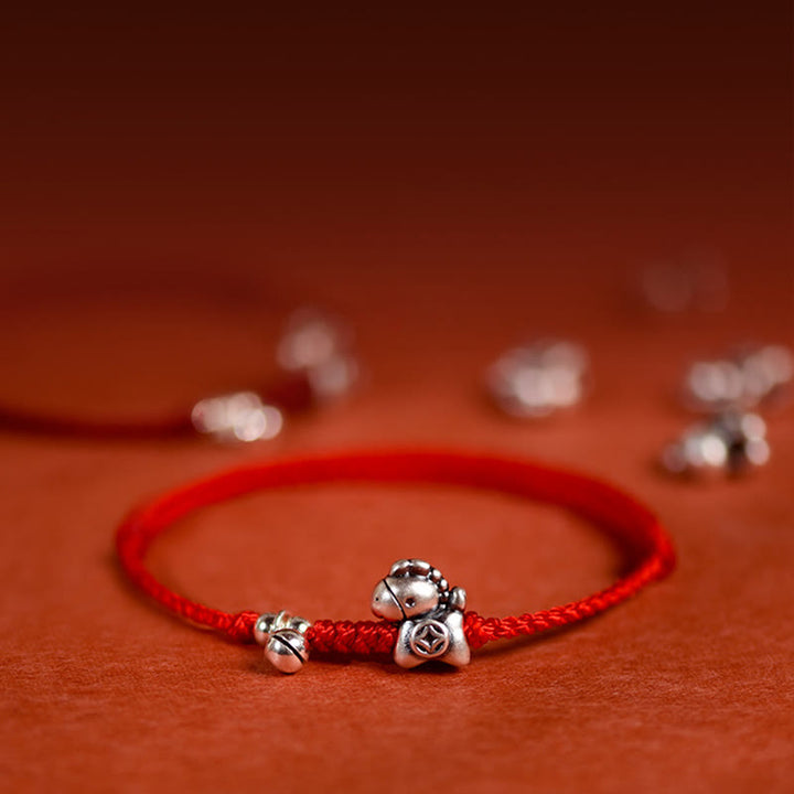 Pulsera tobillera con Buddha Stones en plata de ley 999 y campana de plata de ley 925 para niños y adultos. - image 0