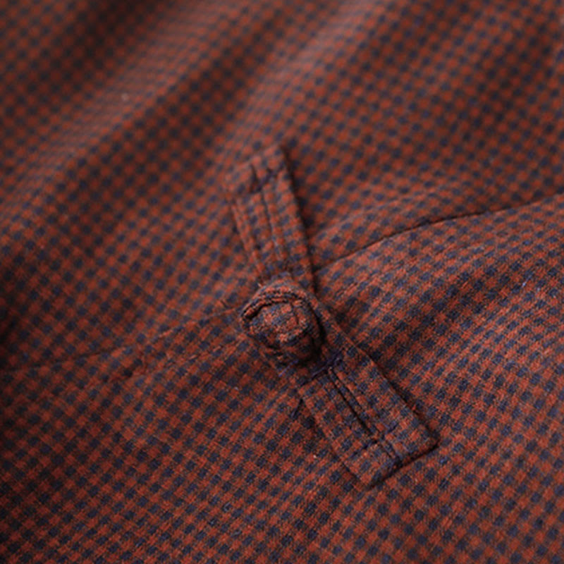 Vestido midi de manga larga con cuello alto, botones de rana y bolsillos, diseño de Buddha Stones Fall en marrón - image 3