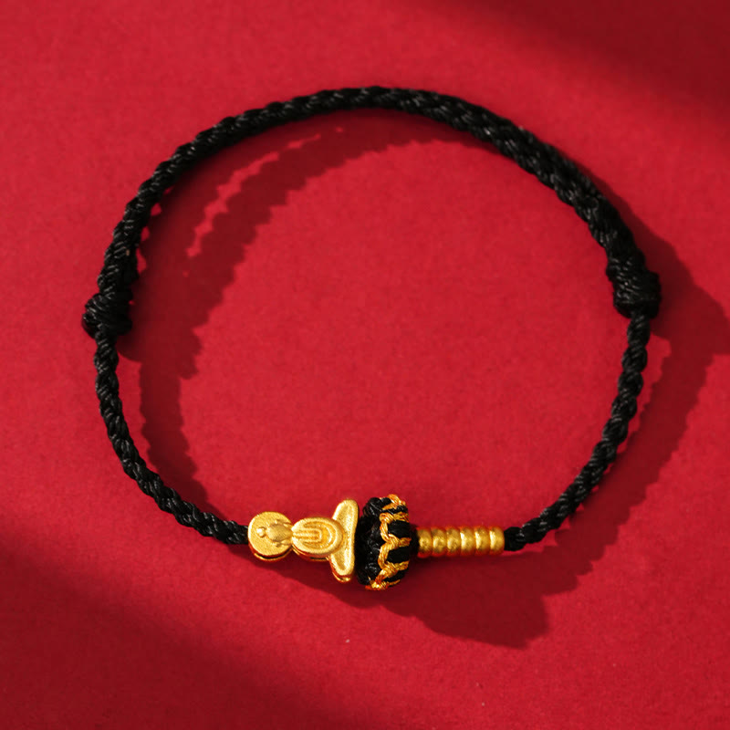 Pulsera trenzada protectora de hilo rojo con nudo de loto de Buda sin forma y Buddha Stones - Cuerda negra (circunferencia de la muñeca: 14-18 cm) - image 10