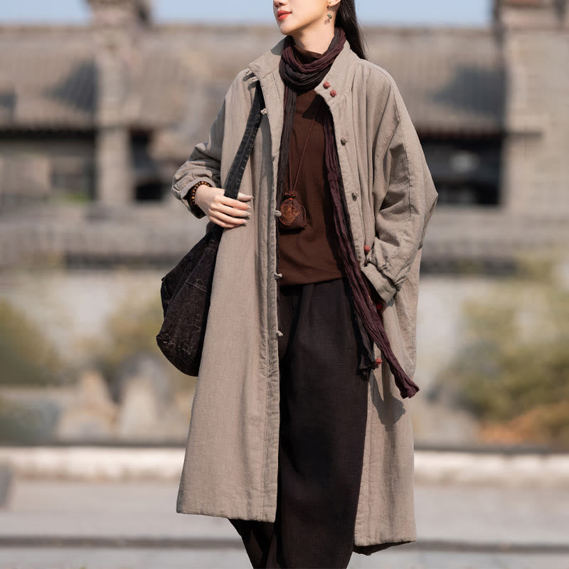 Abrigo térmico de invierno Buddha Stones de algodón ramio con botones de rana para mujer, de manga larga y bolsillos - Broncearse - US6，UK/AU10，EU38 (M) - image 24