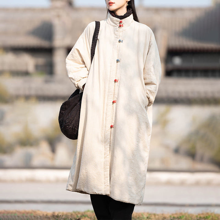 Abrigo térmico de invierno Buddha Stones de algodón ramio con botones de rana para mujer, de manga larga y bolsillos - image 9