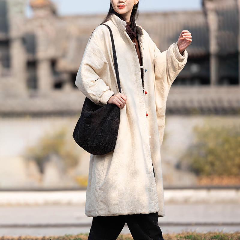 Abrigo térmico de invierno Buddha Stones de algodón ramio con botones de rana para mujer, de manga larga y bolsillos - image 4