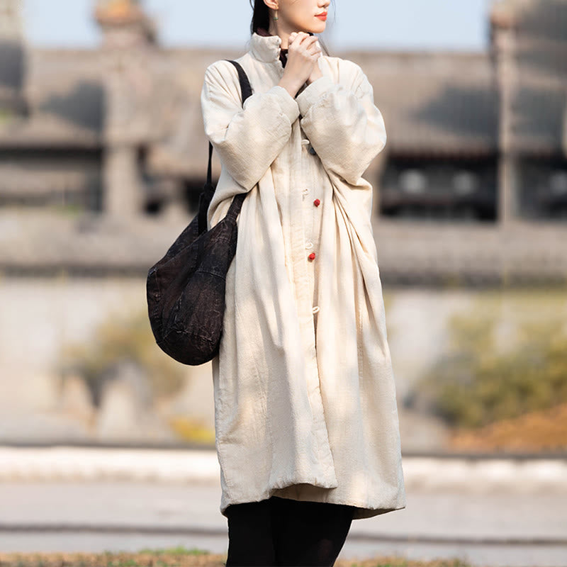 Abrigo térmico de invierno Buddha Stones de algodón ramio con botones de rana para mujer, de manga larga y bolsillos - image 5