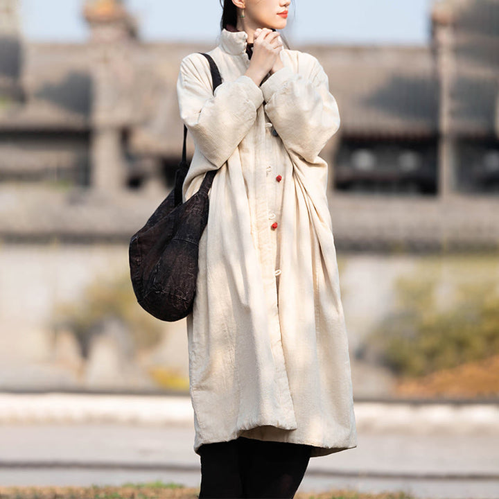 Abrigo térmico de invierno Buddha Stones de algodón ramio con botones de rana para mujer, de manga larga y bolsillos - image 5