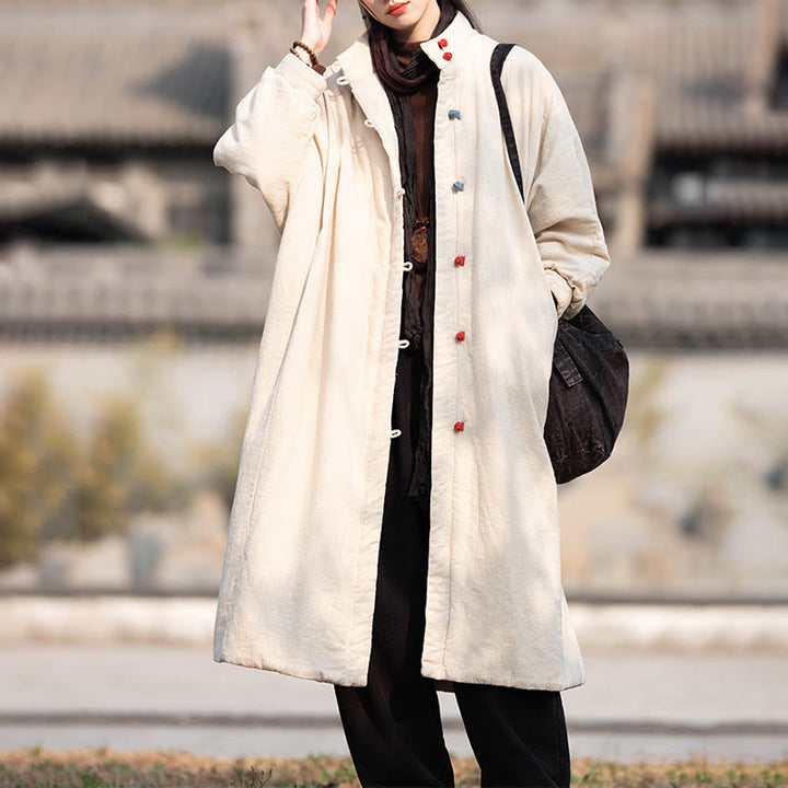 Abrigo térmico de invierno Buddha Stones de algodón ramio con botones de rana para mujer, de manga larga y bolsillos - image 7