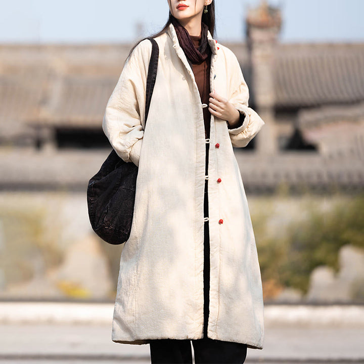 Abrigo térmico de invierno Buddha Stones de algodón ramio con botones de rana para mujer, de manga larga y bolsillos - image 8