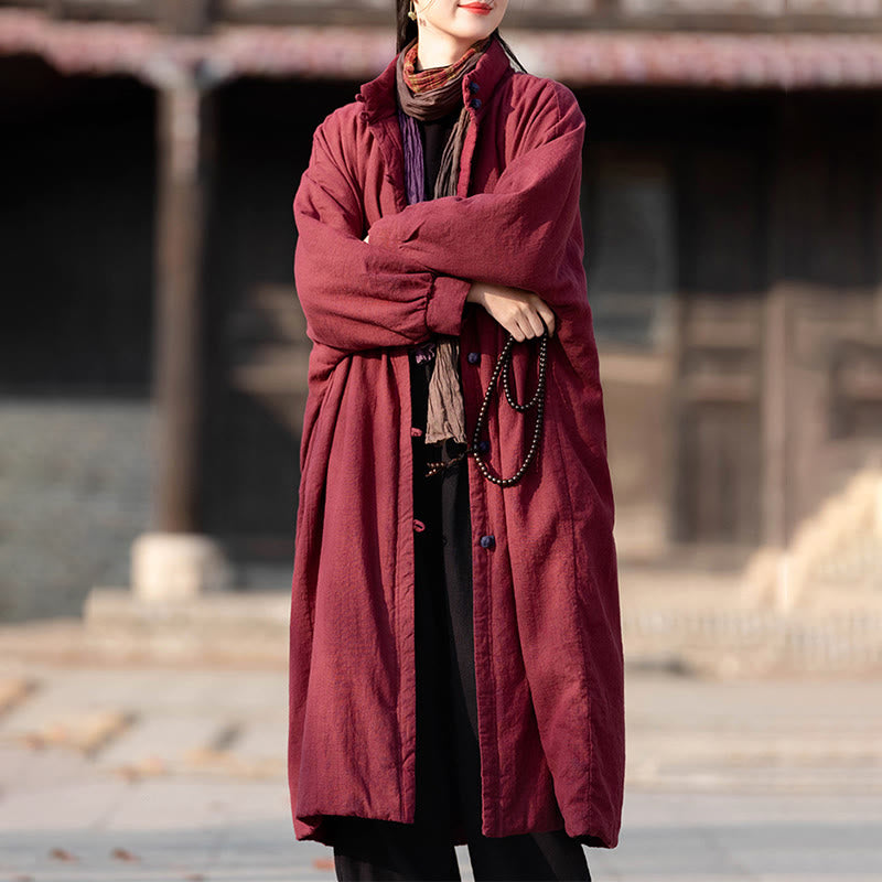 Abrigo térmico de invierno Buddha Stones de algodón ramio con botones de rana para mujer, de manga larga y bolsillos - image 17