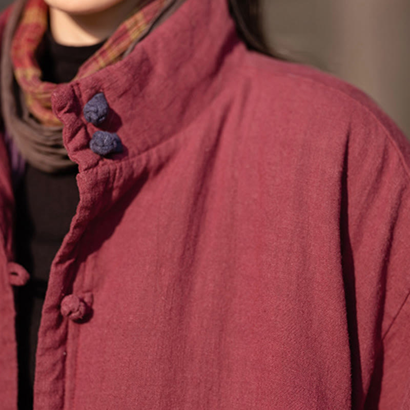 Abrigo térmico de invierno Buddha Stones de algodón ramio con botones de rana para mujer, de manga larga y bolsillos - image 22