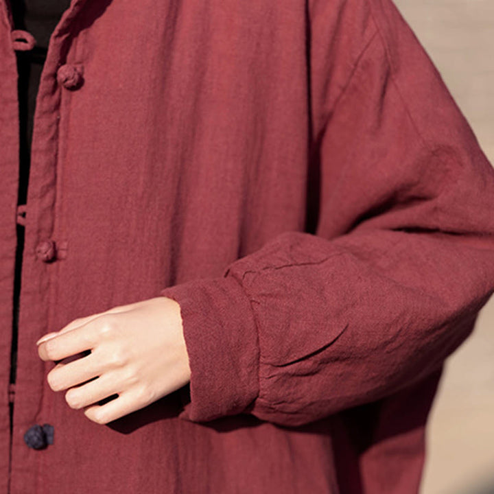 Abrigo térmico de invierno Buddha Stones de algodón ramio con botones de rana para mujer, de manga larga y bolsillos - image 23