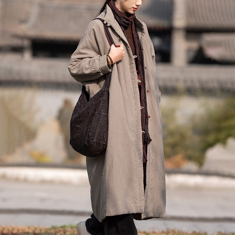 Abrigo térmico de invierno Buddha Stones de algodón ramio con botones de rana para mujer, de manga larga y bolsillos - image 26