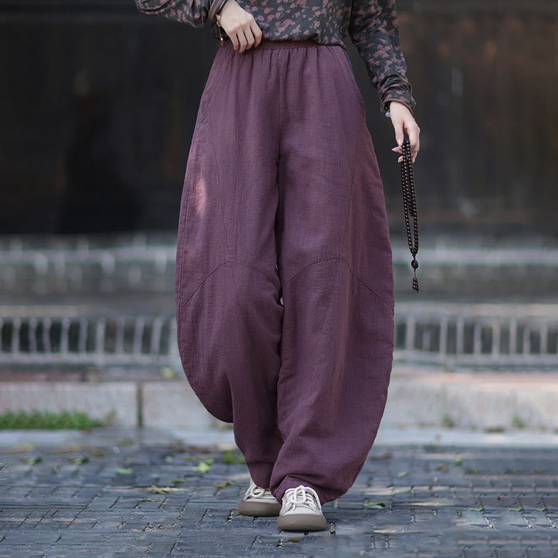 Pantalones térmicos de algodón ramio con cintura elástica para mujer, de Buddha Stones, con bolsillos, para invierno - image 16