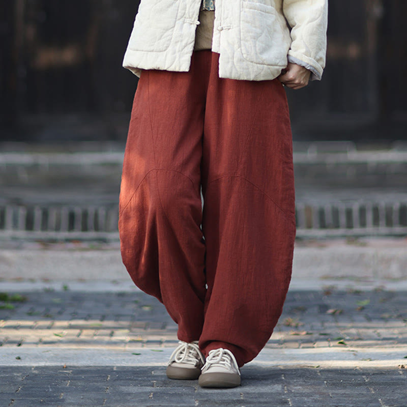 Pantalones térmicos de algodón ramio con cintura elástica para mujer, de Buddha Stones, con bolsillos, para invierno - image 34
