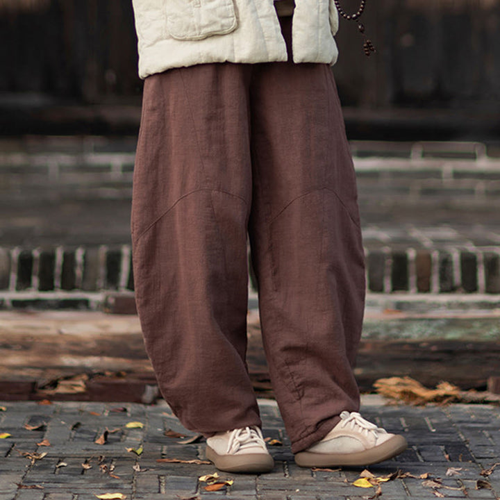 Pantalones térmicos de algodón ramio con cintura elástica para mujer, de Buddha Stones, con bolsillos, para invierno - image 40