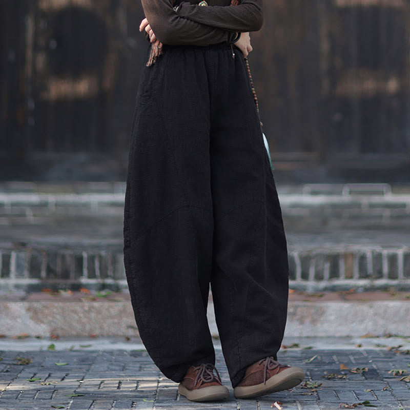 Pantalones térmicos de algodón ramio con cintura elástica para mujer, de Buddha Stones, con bolsillos, para invierno - image 42