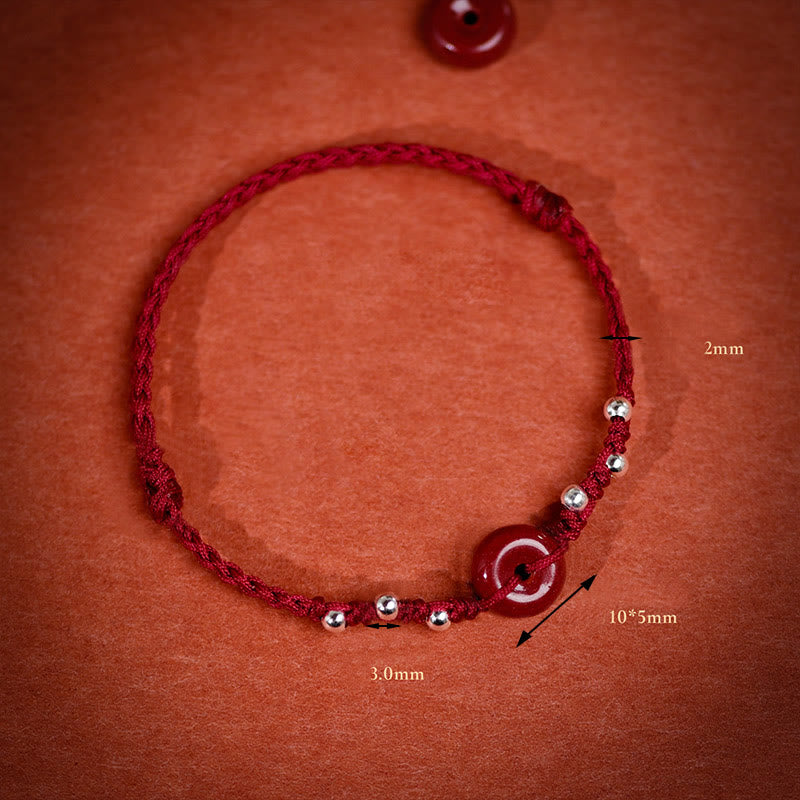 Pulsera tobillera ajustable con bendición de cuerda hecha a mano con hebilla de paz y cinabrio de Buddha Stones - image 18