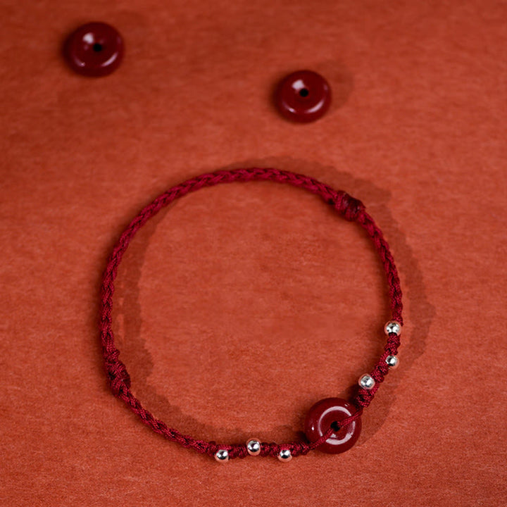Pulsera tobillera ajustable con bendición de cuerda hecha a mano con hebilla de paz y cinabrio de Buddha Stones - image 14