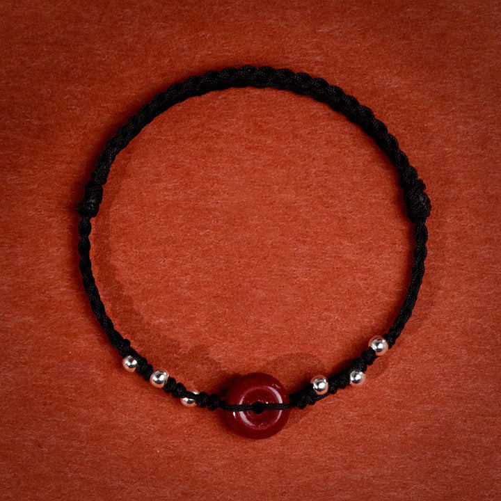 Pulsera tobillera ajustable con bendición de cuerda hecha a mano con hebilla de paz y cinabrio de Buddha Stones - Tobillera de hilo negro (circunferencia de 22 a 30 cm) - image 19