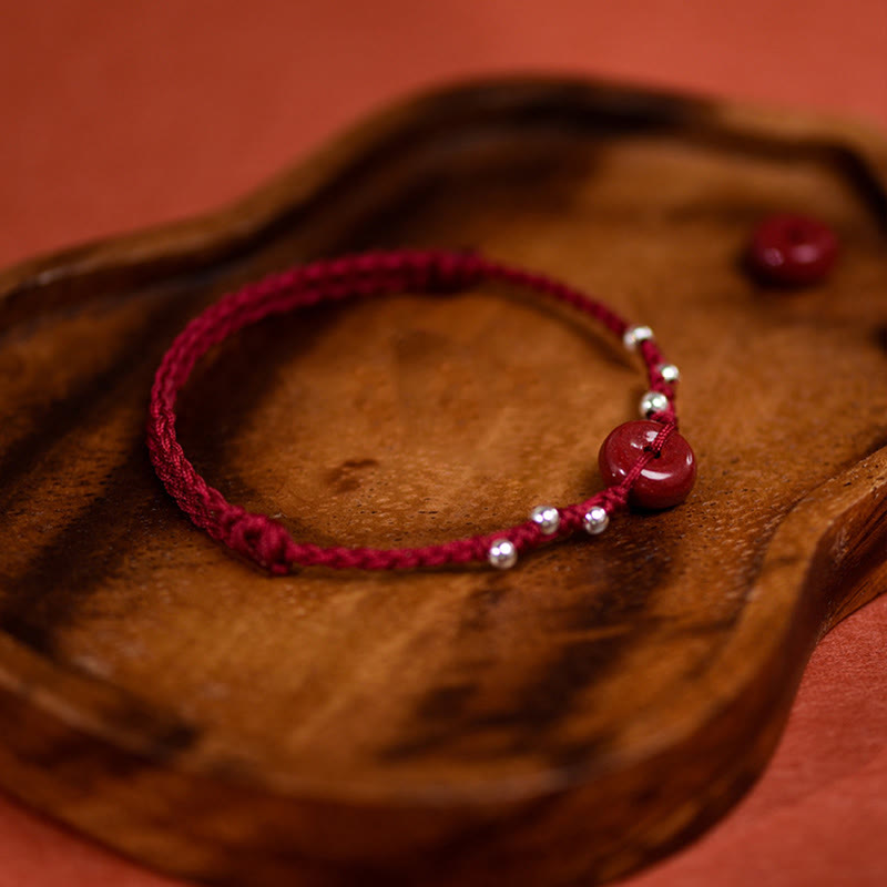 Pulsera tobillera ajustable con bendición de cuerda hecha a mano con hebilla de paz y cinabrio de Buddha Stones - image 16