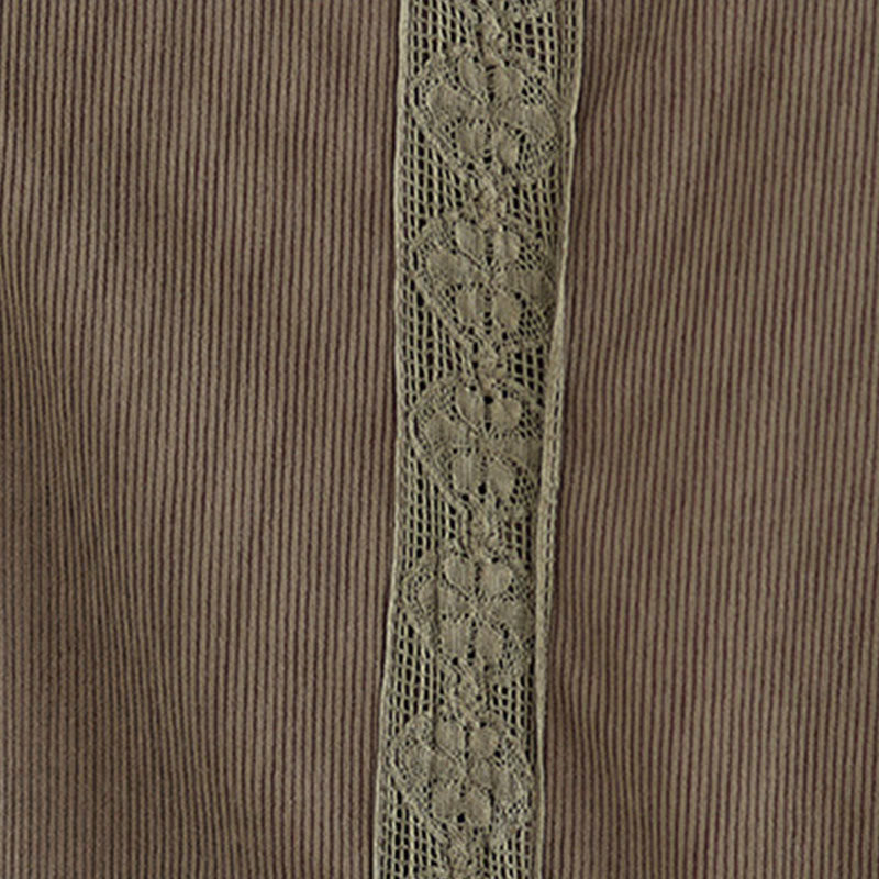 Vestido midi de pana de manga larga con botones, plisado y bolsillos para mujer de Buddha Stones Winter - image 11