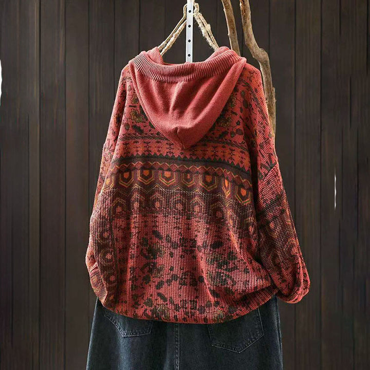 Sudadera con capucha de punto de manga larga para mujer, de algodón, con diseño de flores geométricas y Buddha Stones - image 3