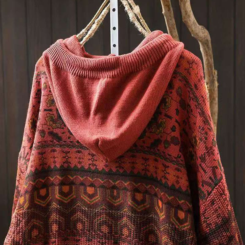 Sudadera con capucha de punto de manga larga para mujer, de algodón, con diseño de flores geométricas y Buddha Stones - image 5