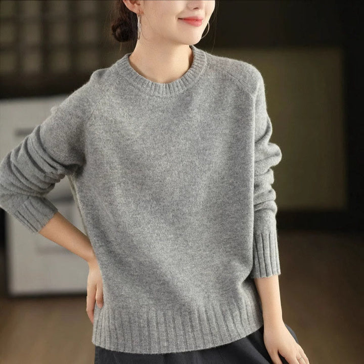 Suéter de punto de algodón de manga larga y cuello redondo de invierno para mujer con Buddha Stones - Gris claro - US4, UK/AU8, EU36 (F) - image 13