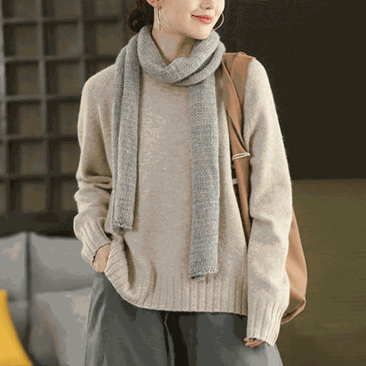 Suéter de punto de algodón de manga larga y cuello redondo de invierno para mujer con Buddha Stones - image 16