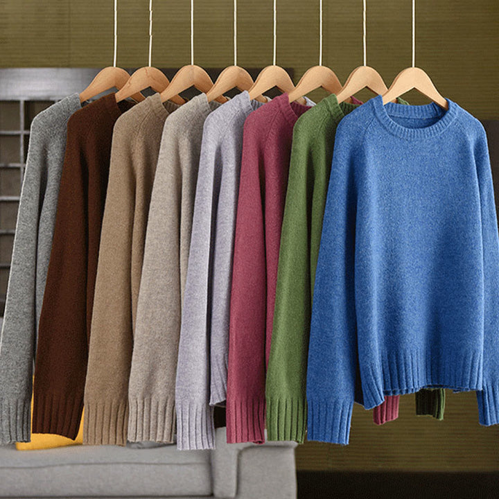 Suéter de punto de algodón de manga larga y cuello redondo de invierno para mujer con Buddha Stones - image 1