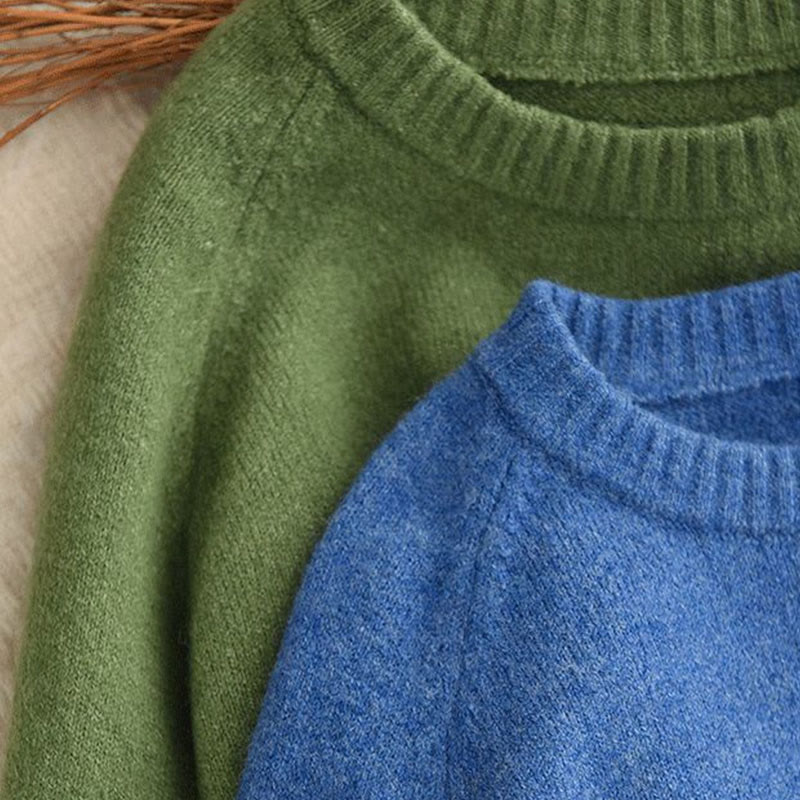 Suéter de punto de algodón de manga larga y cuello redondo de invierno para mujer con Buddha Stones - image 8