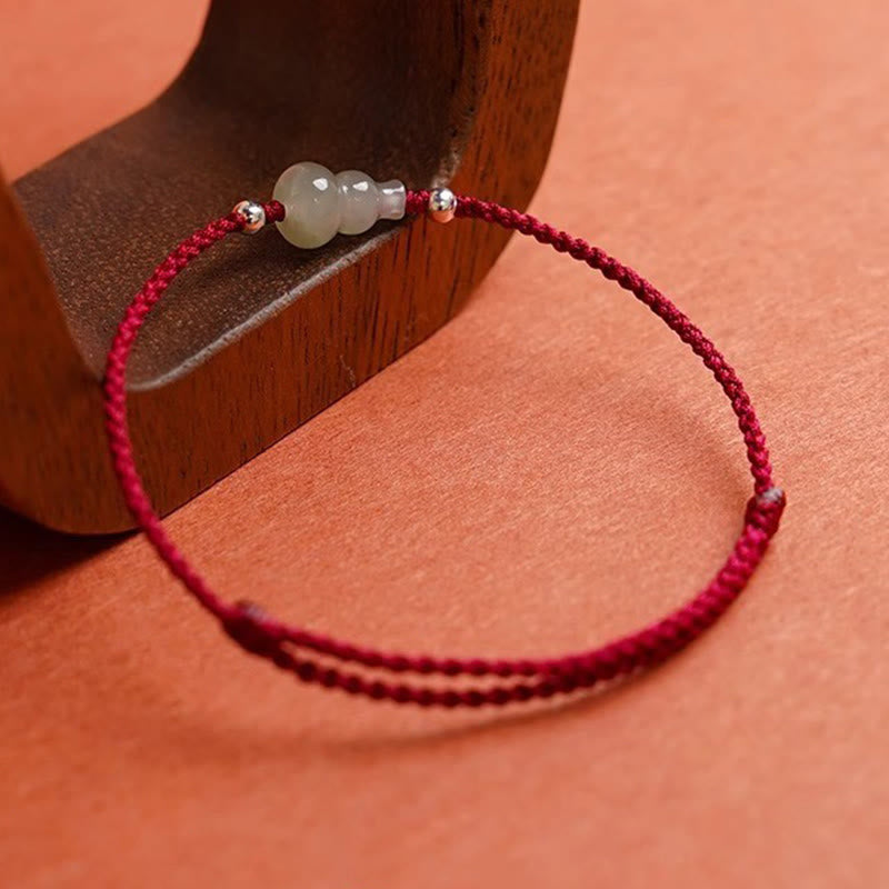 Pulsera de la prosperidad con hilo rojo de jade hetiano y Buddha Stones - image 2