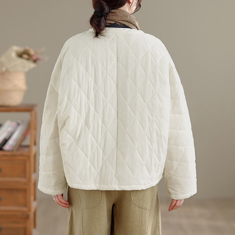 Chaqueta térmica de algodón de manga larga para mujer con bolsillos y botones de rana de invierno de Buddha Stones. - image 19